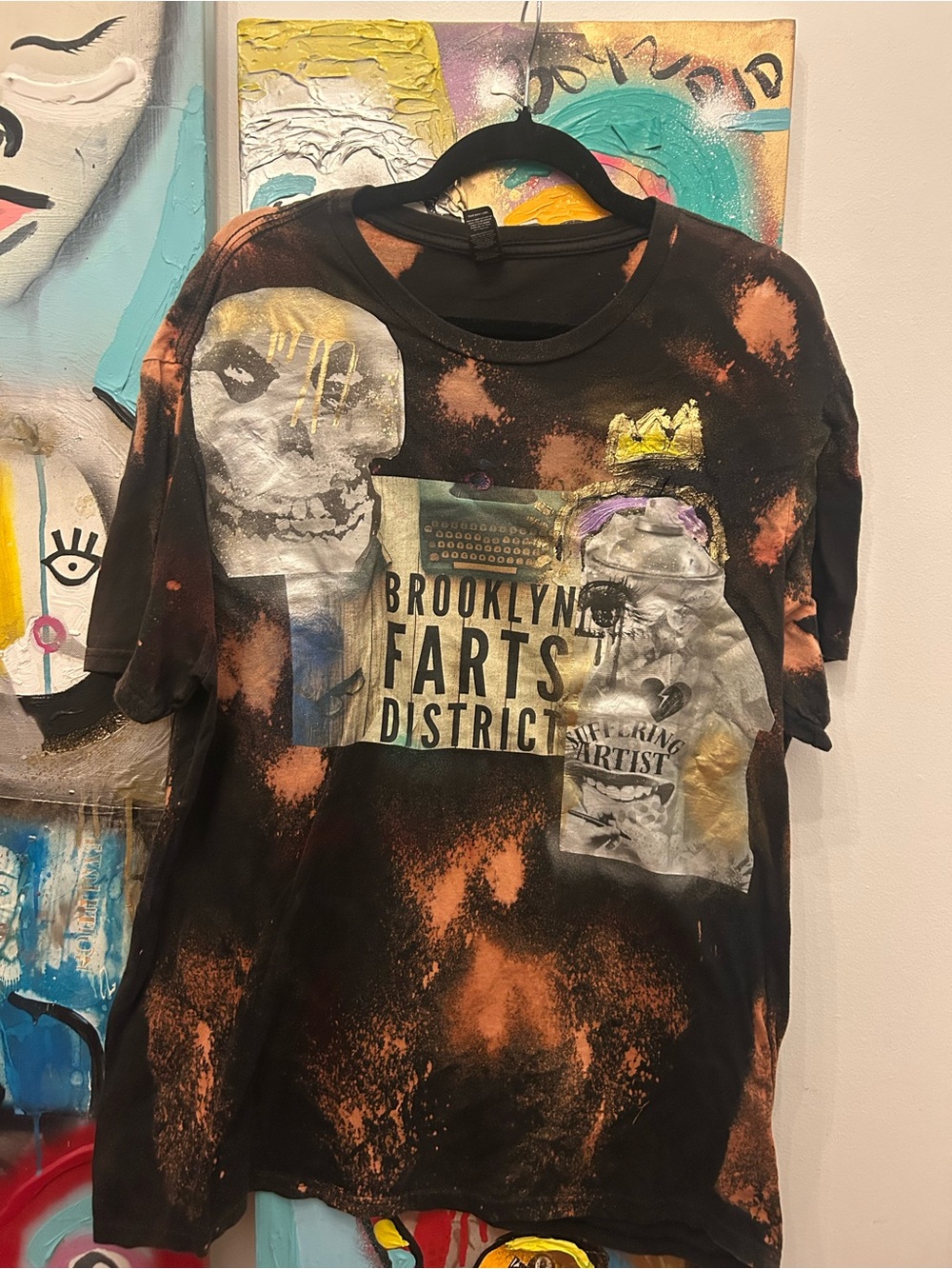 Black & Orange Tie Dyed Graphic Graffiti Tee - Brooklyn Arts District
